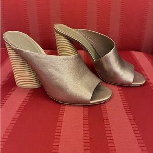 MERCEDES CASTILLO Metallic Izar Mule High Heels sz 38.5
